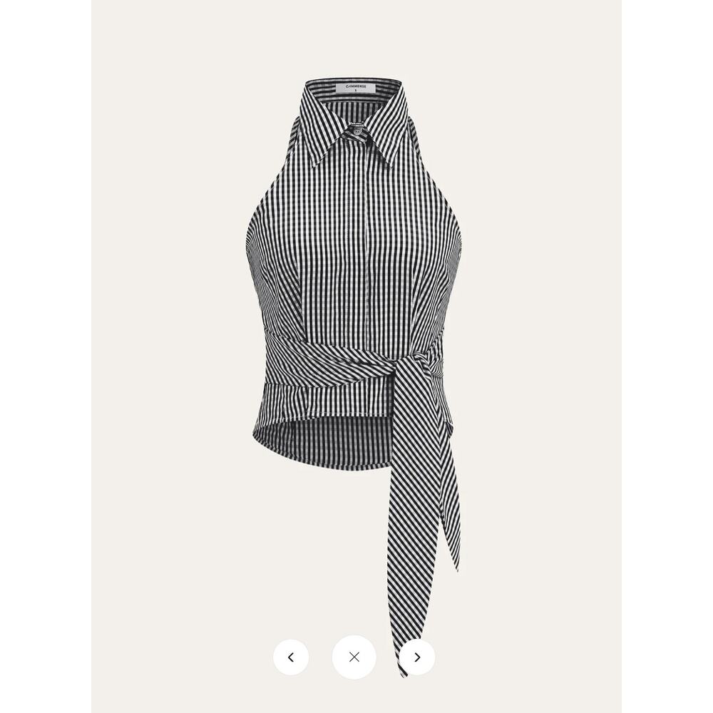 NWT Commense Striped Tie-Waist Crop Top Sz S